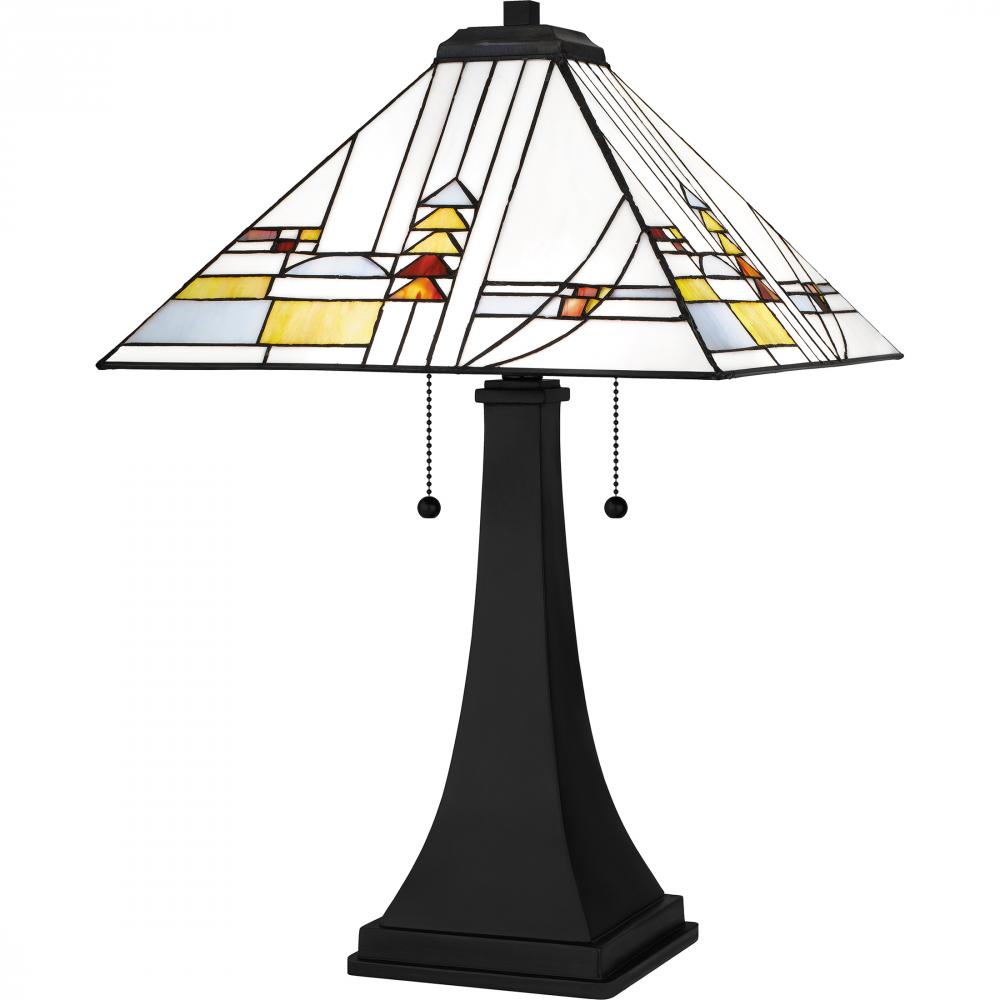 Tiffany 2-Light Matte Black Table Lamp