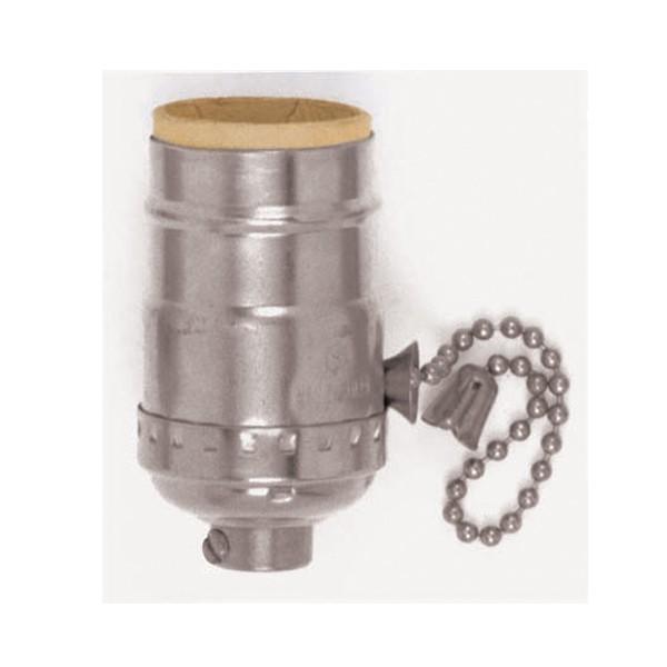 On-Off Pull Chain Socket; 1/8 IPS; 3 Piece Stamped Solid Brass; Polished Nickel Finish; 660W; 250V;