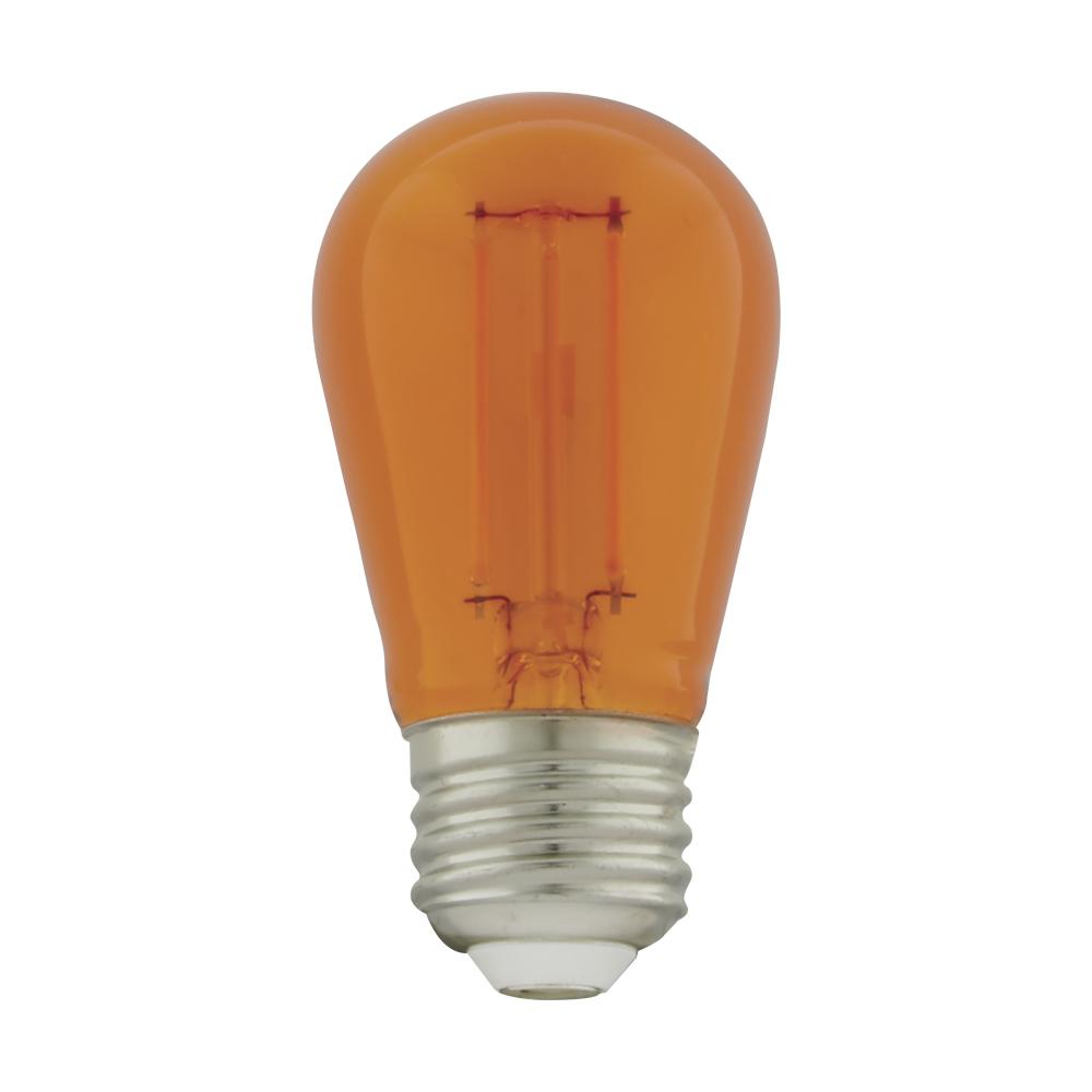 1 Watt; S14 LED Filament; Orange Transparent Glass Bulb; E26 Base; 120 Volt; Non-Dimmable; Pack of 4