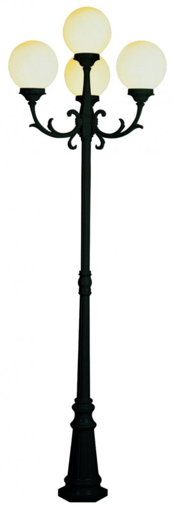 Wilshire 89-In. Tall, 4-Light, 4-Globe Shade Complete Outdoor Pole Light Set