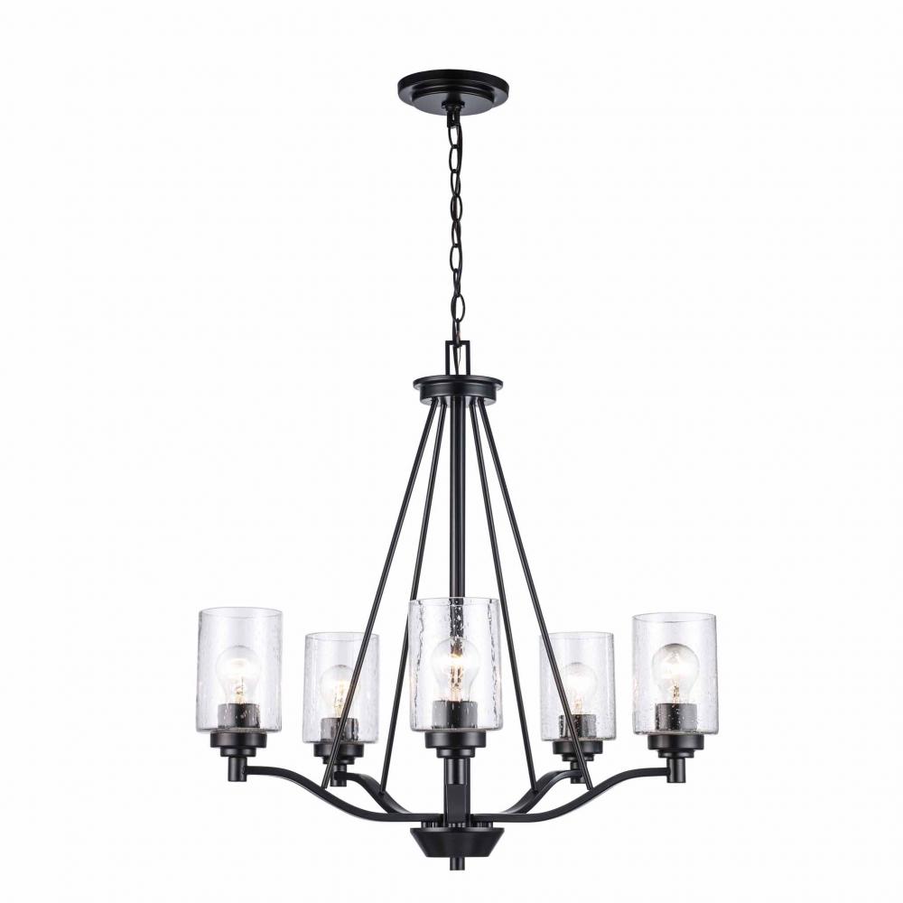 5LT CHANDELIER-DOUBLE DISK-BK-