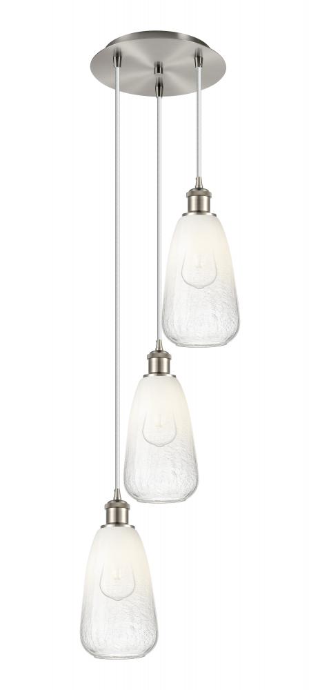 Brookhaven Almond - 3 Light - 13 inch - Brushed Satin Nickel - Cord Hung - Multi Pendant