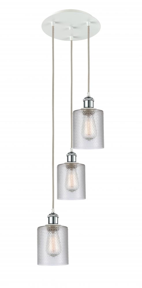 Cobbleskill - 3 Light - 12 inch - White Polished Chrome - Cord Hung - Multi Pendant