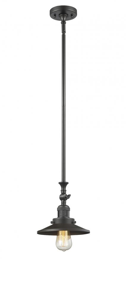 Railroad - 1 Light - 8 inch - Oil Rubbed Bronze - Stem Hung - Adjustable Mini Pendant