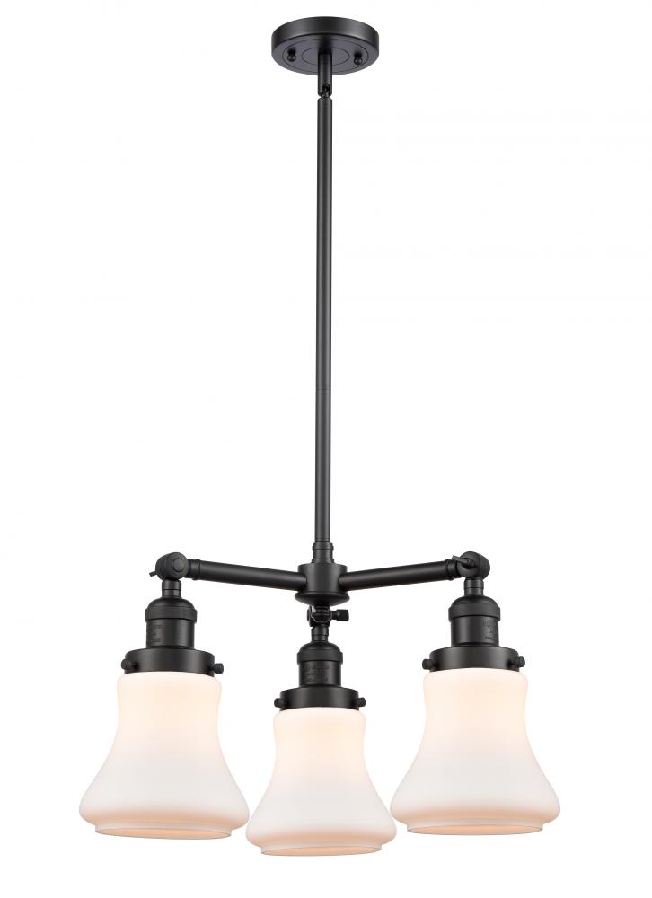 Bellmont - 3 Light - 18 inch - Matte Black - Stem Hung - Chandelier