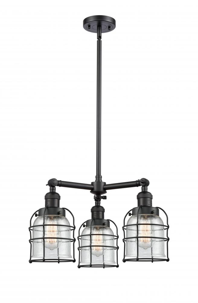 Bell Cage - 3 Light - 19 inch - Matte Black - Stem Hung - Chandelier