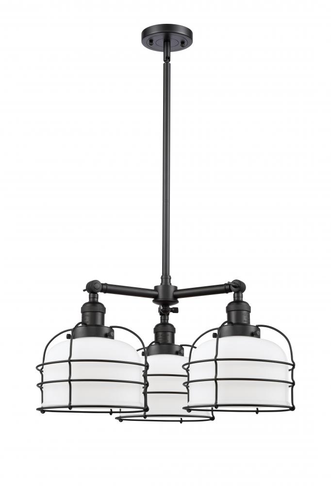 Bell Cage - 3 Light - 24 inch - Matte Black - Stem Hung - Chandelier