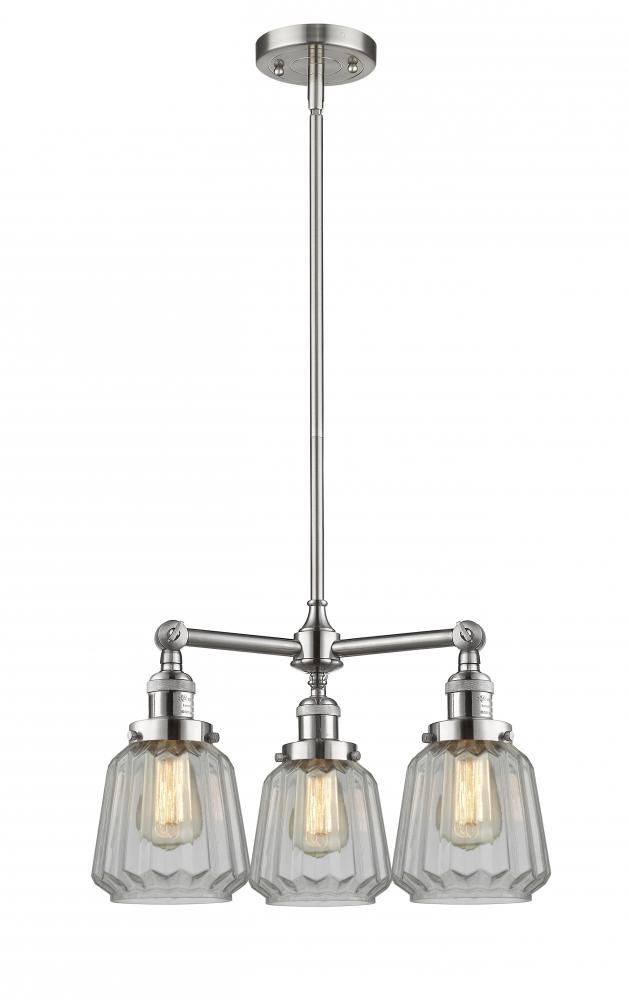 Chatham - 3 Light - 24 inch - Brushed Satin Nickel - Stem Hung - Chandelier