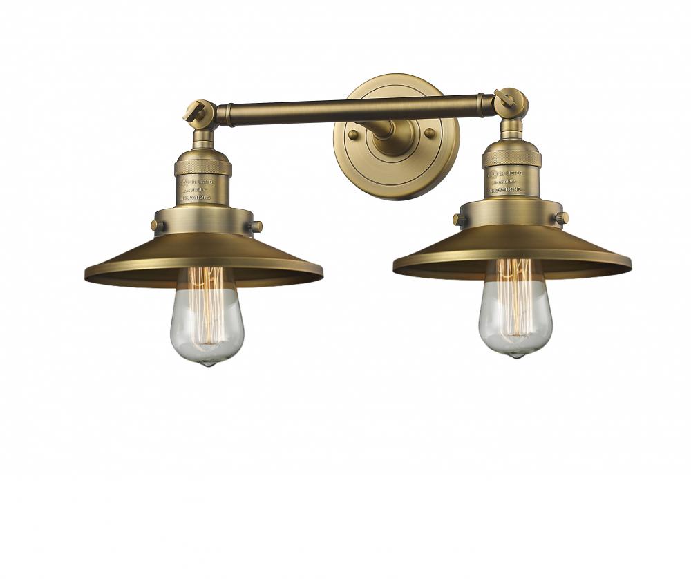 Railroad - 2 Light - 18 inch - Brushed Brass - Adjustable Bath Vanity Light