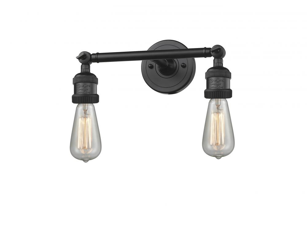 Bare Bulb - 2 Light - 11 inch - Matte Black - Adjustable Bath Vanity Light