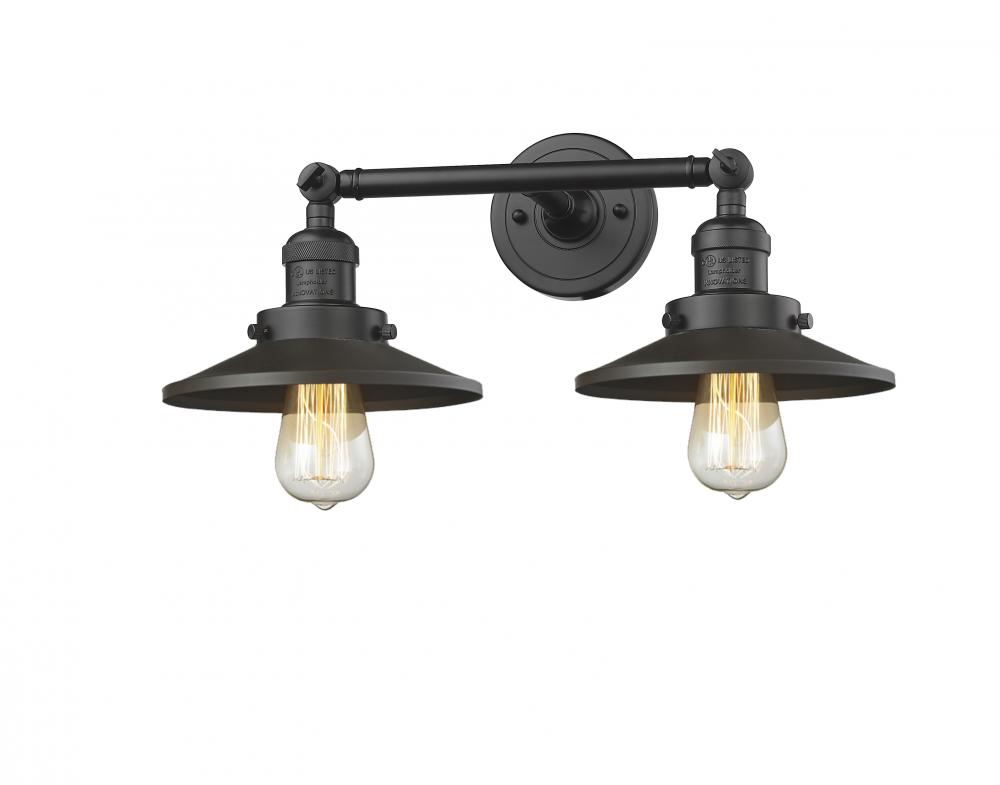 Railroad - 2 Light - 18 inch - Oil Rubbed Bronze - Adjustable Bath Vanity Light