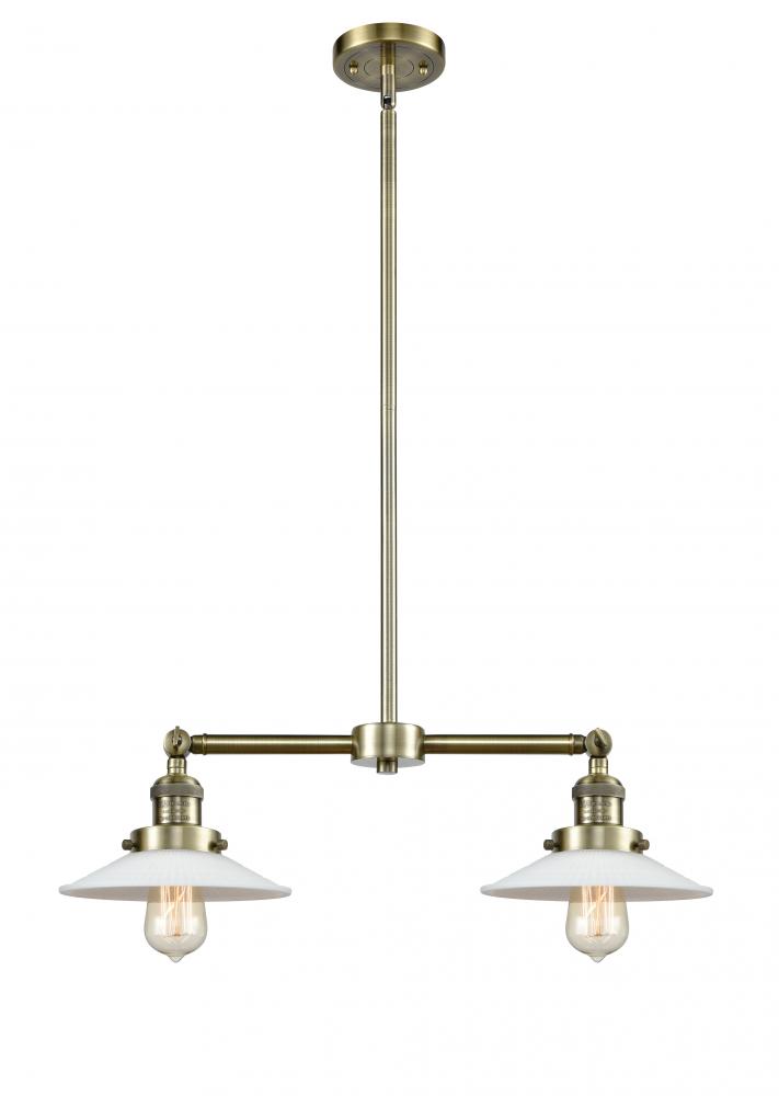Halophane - 2 Light - 21 inch - Antique Brass - Stem Hung - Adjustable Island Light