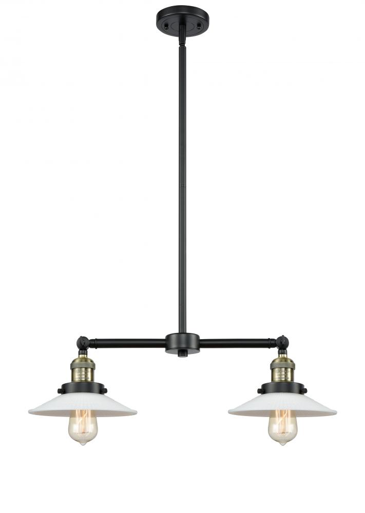 Halophane - 2 Light - 21 inch - Black Antique Brass - Stem Hung - Adjustable Island Light