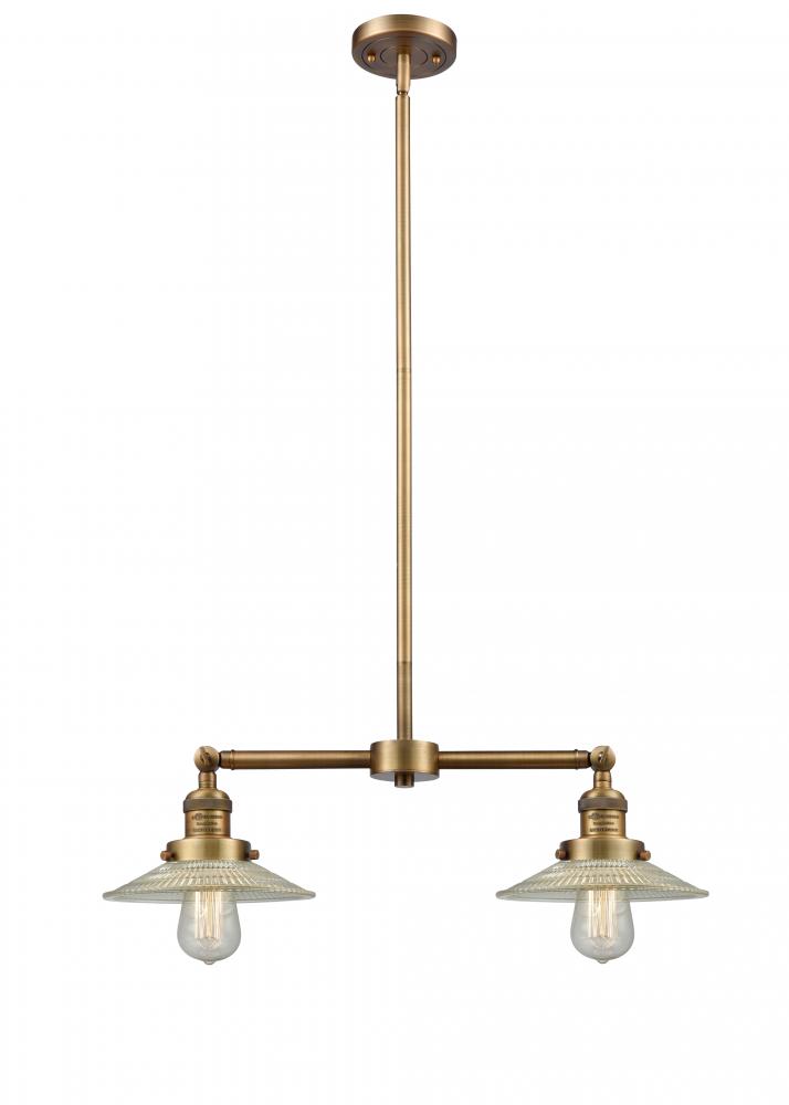 Halophane - 2 Light - 21 inch - Brushed Brass - Stem Hung - Adjustable Island Light