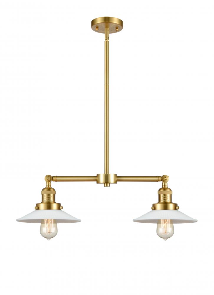 Halophane - 2 Light - 21 inch - Satin Gold - Stem Hung - Adjustable Island Light