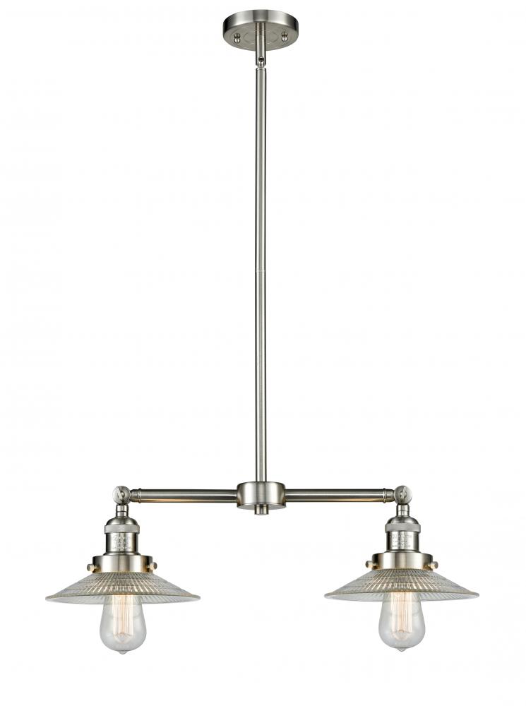 Halophane - 2 Light - 21 inch - Brushed Satin Nickel - Stem Hung - Adjustable Island Light