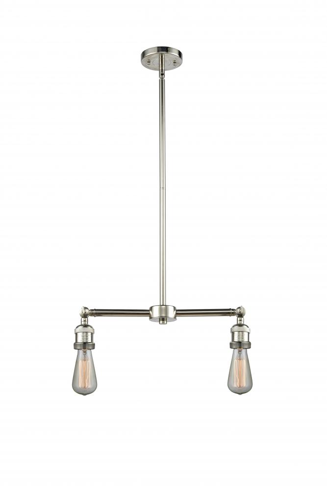 Bare Bulb - 2 Light - 8 inch - Polished Nickel - Stem Hung - Adjustable Island Light