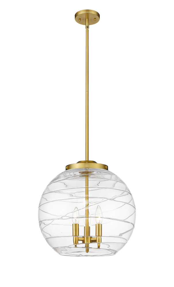 Athens Deco Swirl - 3 Light - 16 inch - Satin Gold - Stem hung - Pendant