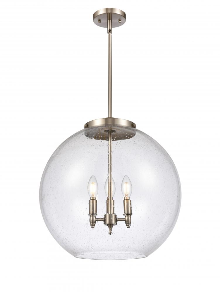 Athens - 3 Light - 18 inch - Brushed Satin Nickel - Stem hung - Pendant