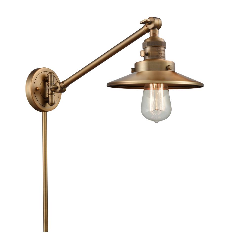 Railroad - 1 Light - 8 inch - Brushed Brass -Adjustable Swing Arm