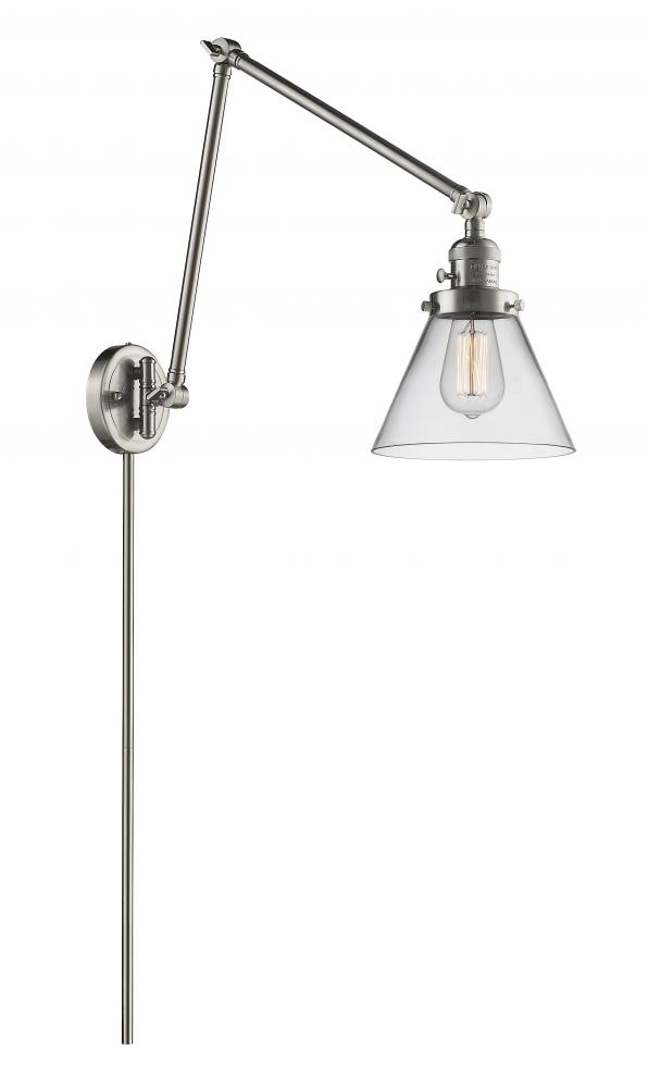 Cone - 1 Light - 8 inch - Brushed Satin Nickel -Adjustable Swing Arm