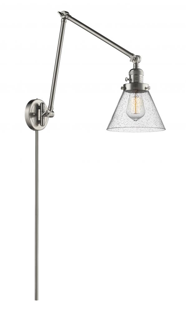 Cone - 1 Light - 8 inch - Brushed Satin Nickel -Adjustable Swing Arm