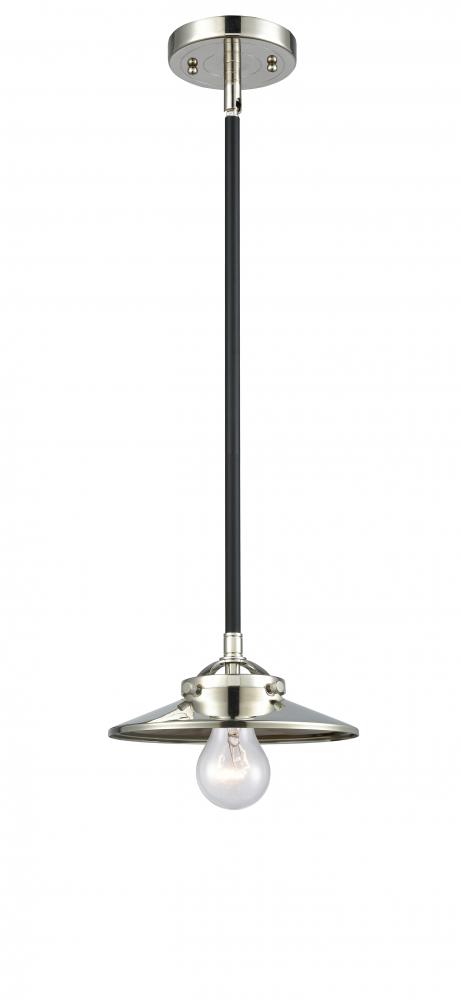 Railroad - 1 Light - 8 inch - Black Polished Nickel - Stem hung - Mini Pendant