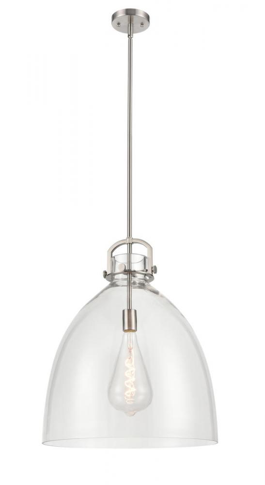 Newton Bell - 1 Light - 18 inch - Brushed Satin Nickel - Stem hung - Pendant
