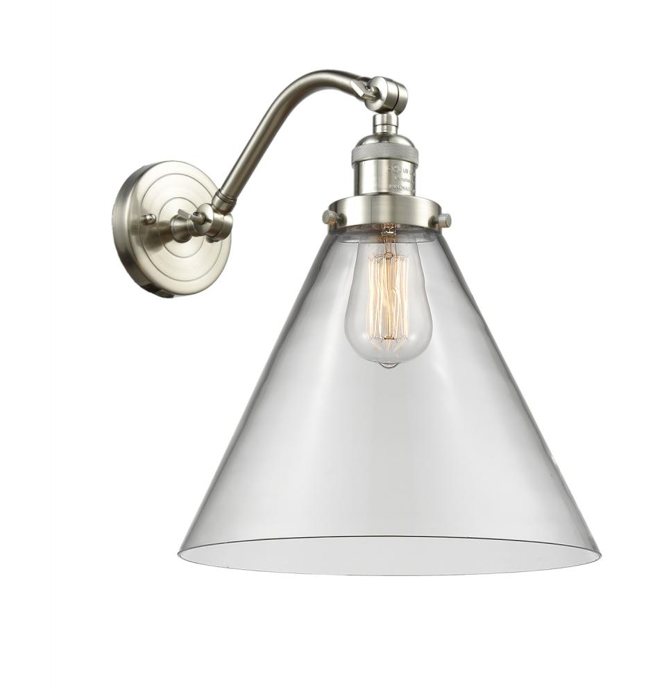 Cone - 1 Light - 12 inch - Brushed Satin Nickel - Adjustable Sconce