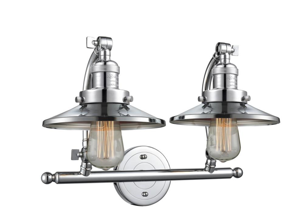 Railroad - 2 Light - 18 inch - Polished Chrome - Adjustable Bath Vanity Light