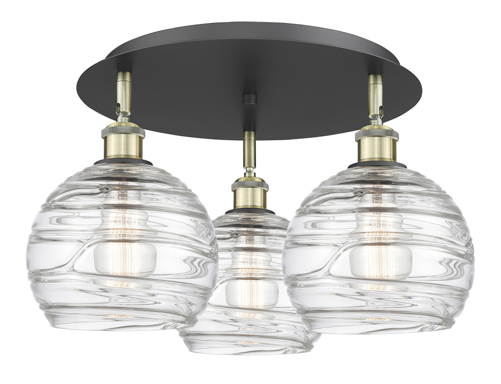 Athens Deco Swirl - 3 Light - 20 inch - Black Antique Brass - Semi-Flush Mount