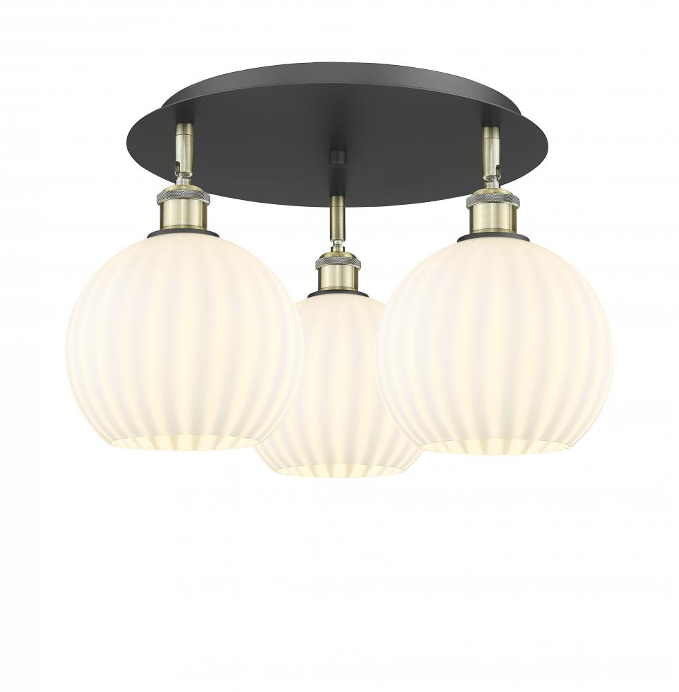 White Venetian - 3 Light - 20 inch - Black Antique Brass - Semi-Flush Mount