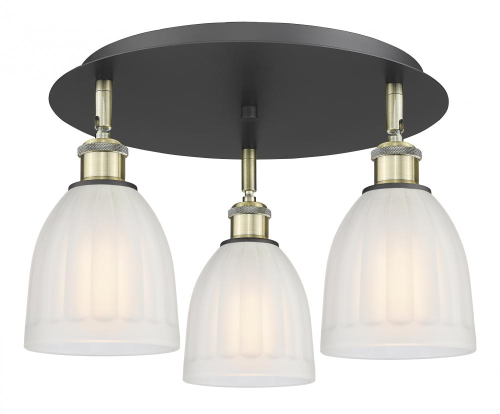 Brookfield - 3 Light - 18 inch - Black Antique Brass - Semi-Flush Mount