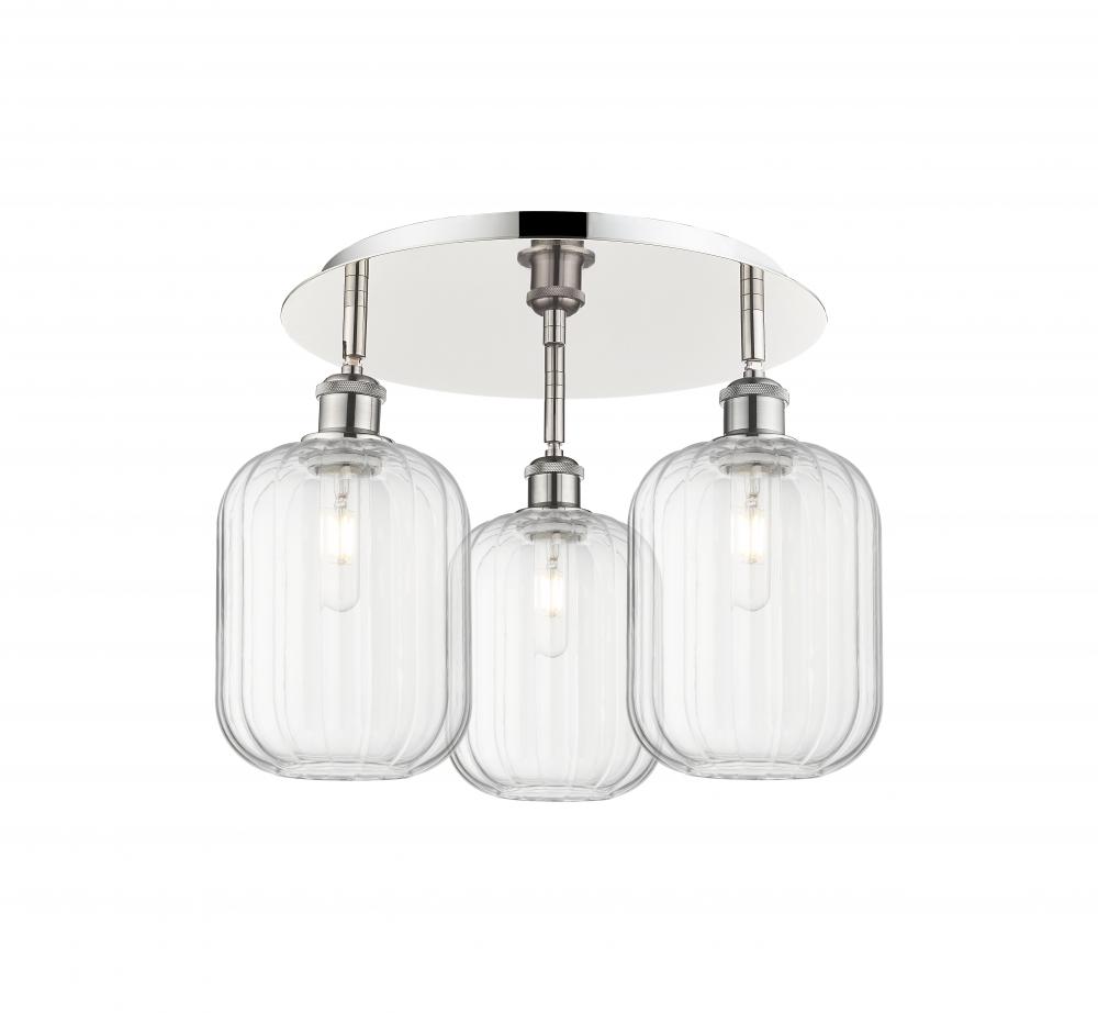 Preston Cylinder - 3 Light - 19 inch - Polished Nickel - Semi-Flush Mount