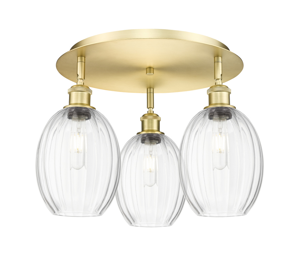Preston Bulb - 3 Light - 18 inch - Satin Gold - Semi-Flush Mount