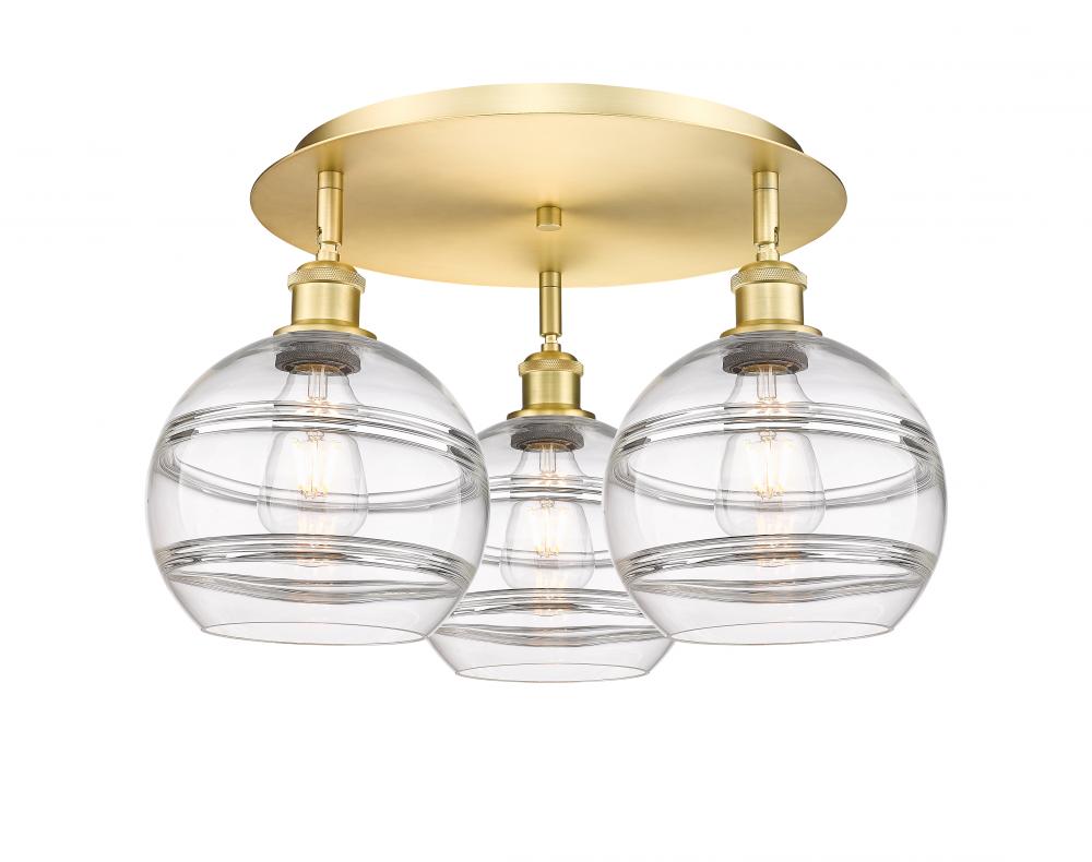 Rochester - 3 Light - 20 inch - Satin Gold - Semi-Flush Mount