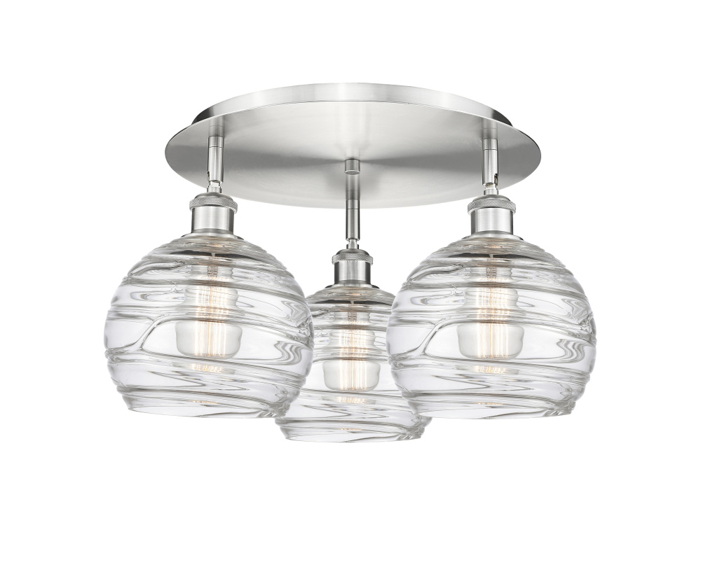 Athens Deco Swirl - 3 Light - 20 inch - Satin Nickel - Semi-Flush Mount