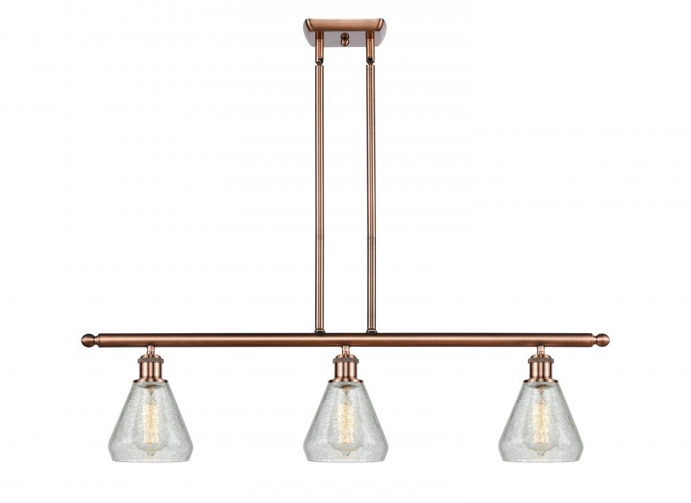Conesus - 3 Light - 36 inch - Antique Copper - Stem hung - Island Light