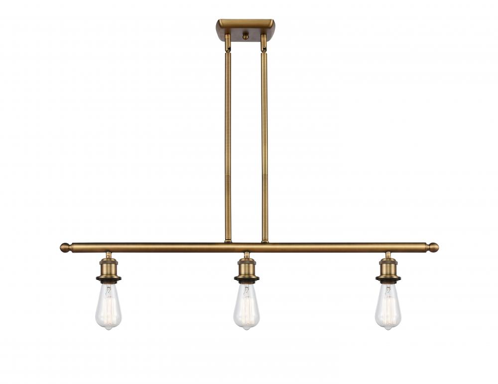 Bare Bulb - 3 Light - 36 inch - Brushed Brass - Stem hung - Island Light