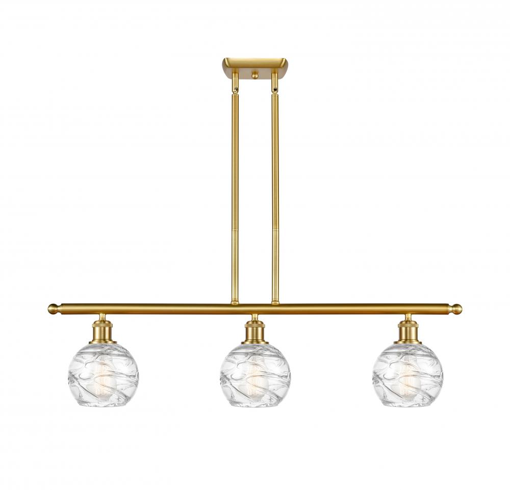 Athens Deco Swirl - 3 Light - 36 inch - Satin Gold - Stem hung - Island Light
