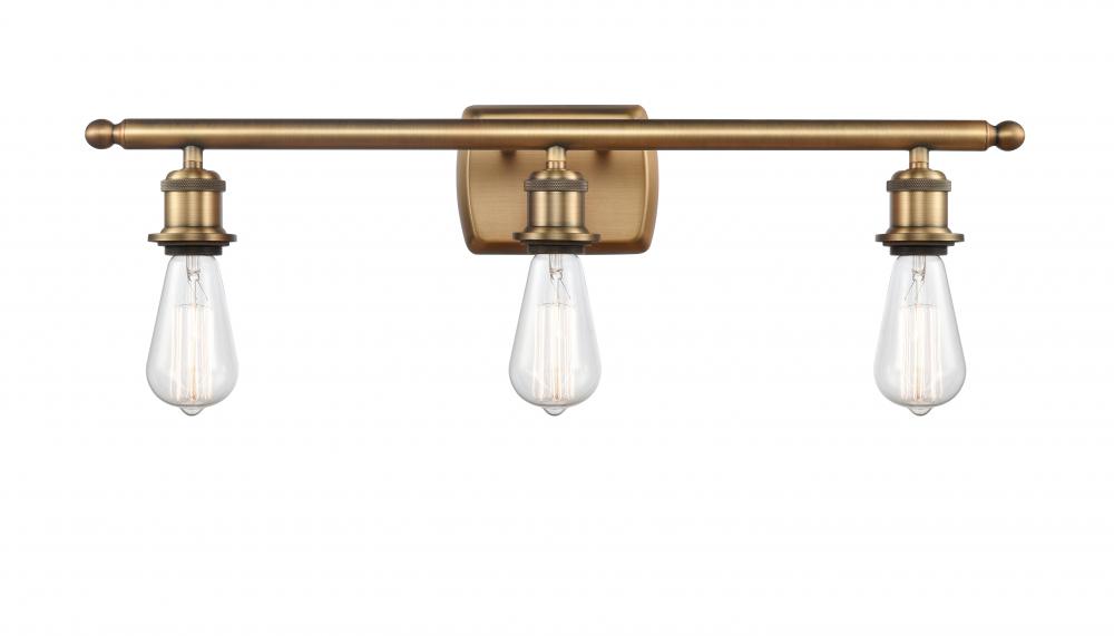 Bare Bulb - 3 Light - 26 inch - Brushed Brass - Bath Vanity Light