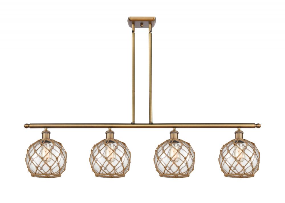 Farmhouse Rope - 4 Light - 48 inch - Brushed Brass - Stem hung - Island Light