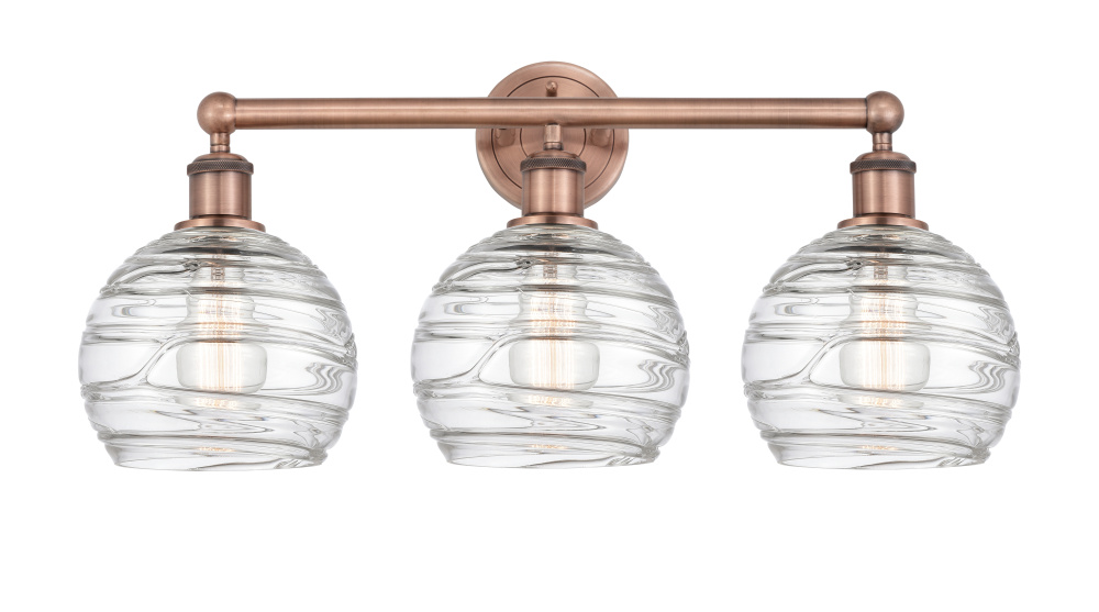 Athens Deco Swirl - 3 Light - 26 inch - Antique Copper - Bath Vanity Light