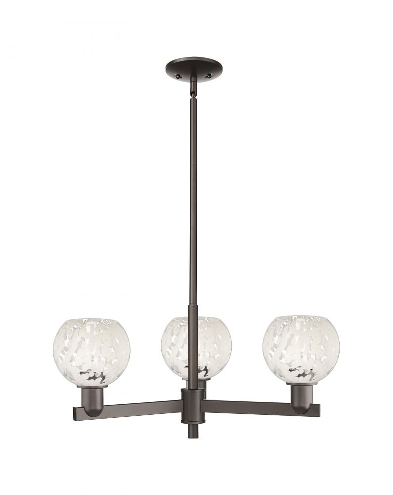 White Mouchette - 3 Light - 28 inch - Oil Rubbed Bronze - Stem hung - Pendant