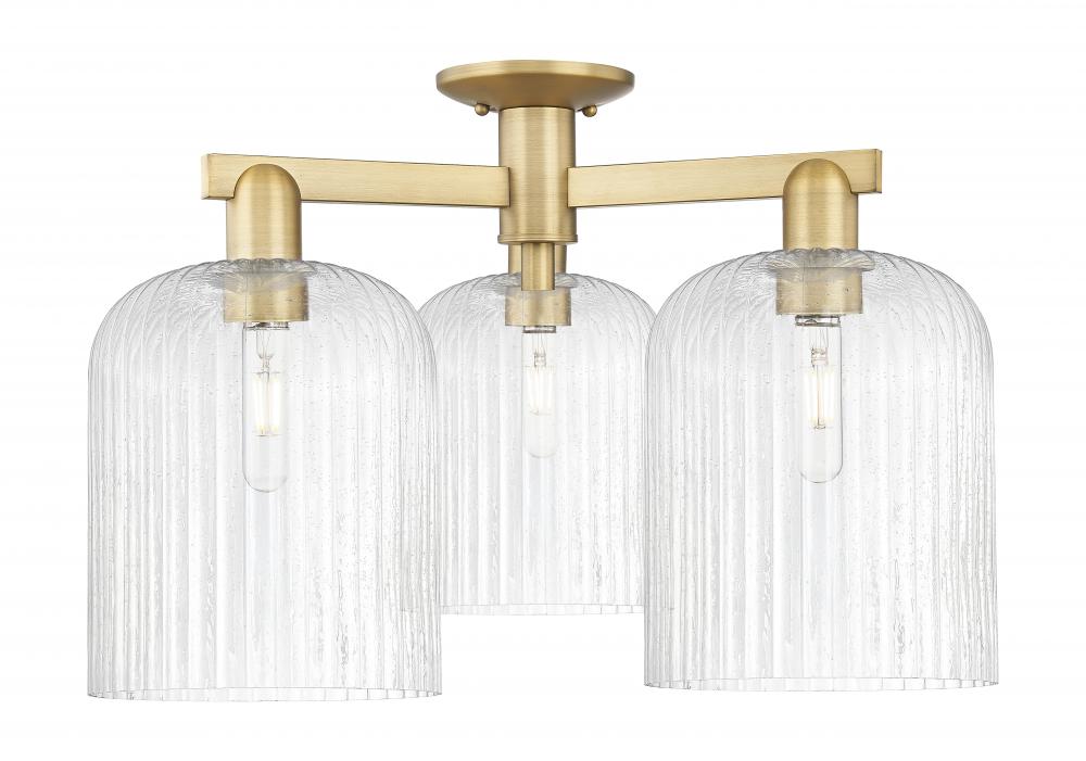 Bridal Veil - 3 Light - 26 inch - Brushed Brass - Semi-Flush Mount