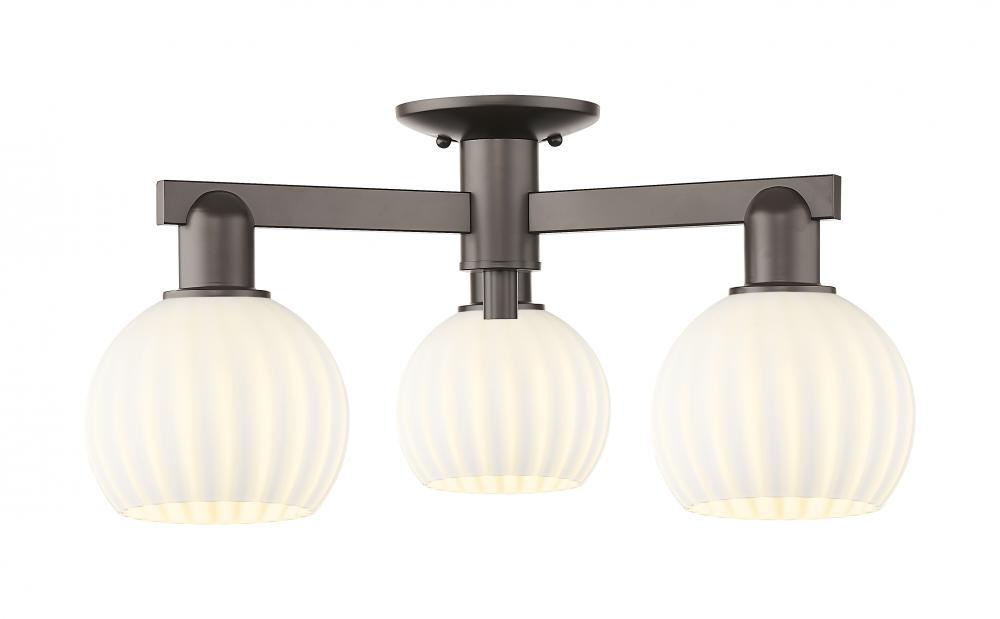 White Venetian - 3 Light - 24 inch - Oil Rubbed Bronze - Semi-Flush Mount