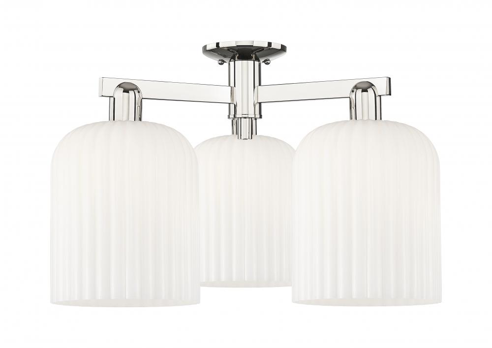 Bridal Veil - 3 Light - 26 inch - Polished Nickel - Semi-Flush Mount