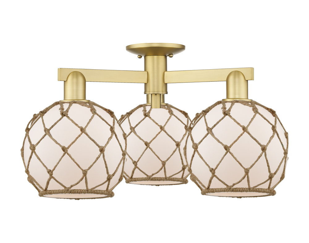 Farmhouse Rope - 3 Light - 26 inch - Satin Gold - Semi-Flush Mount
