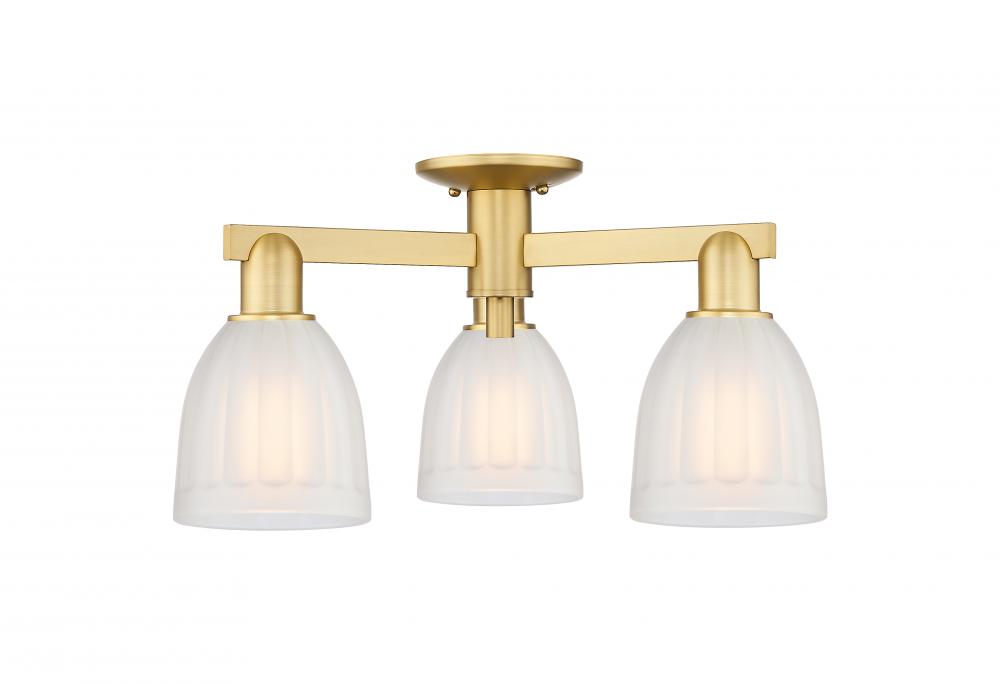 Brookfield - 3 Light - 23 inch - Satin Gold - Semi-Flush Mount