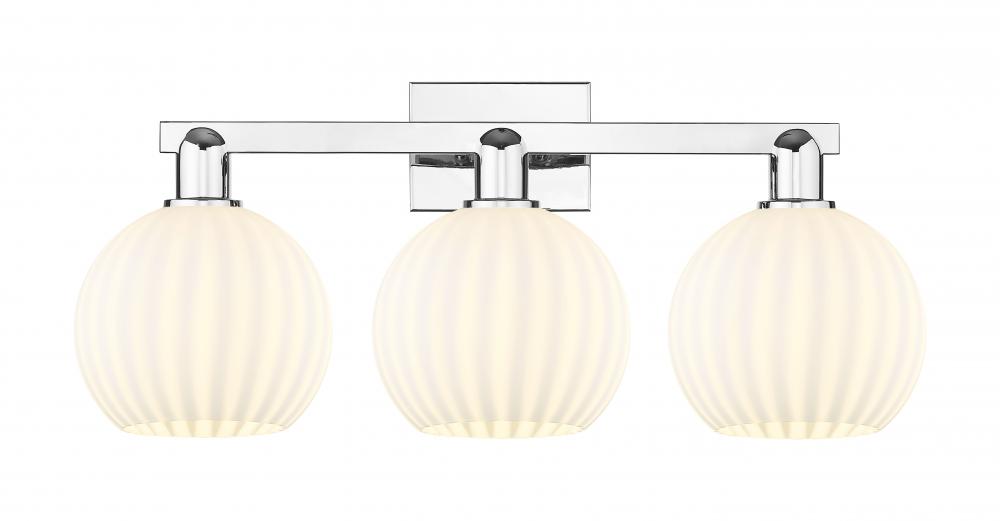 White Venetian - 3 Light - 27 inch - Polished Chrome - Bath Vanity Light